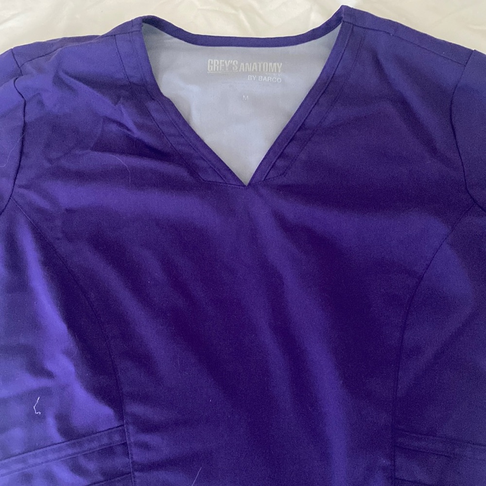 Greys Anatomy Purple Three Pocket Scrub Top